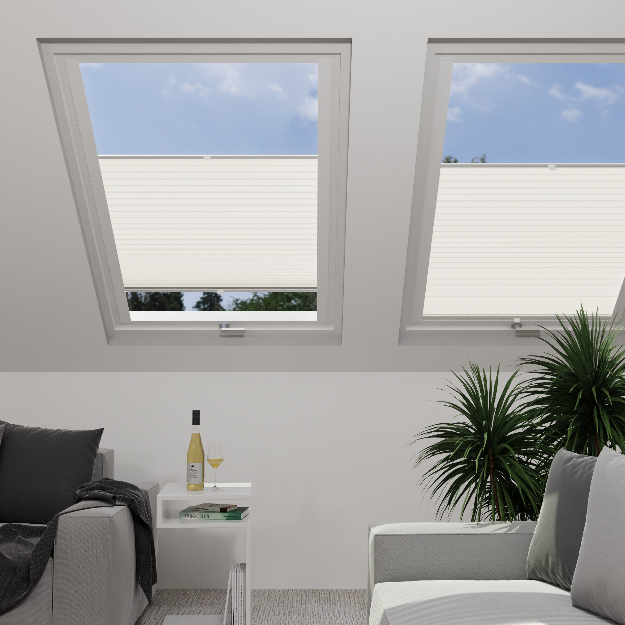 Jaloustore Plissee Lovere Grauweiß - Bild 1