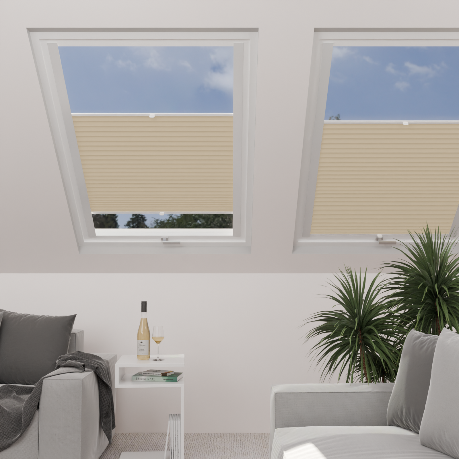 Jaloustore Plissee Lugano Blackout Creme-Weiß - Bild 0
