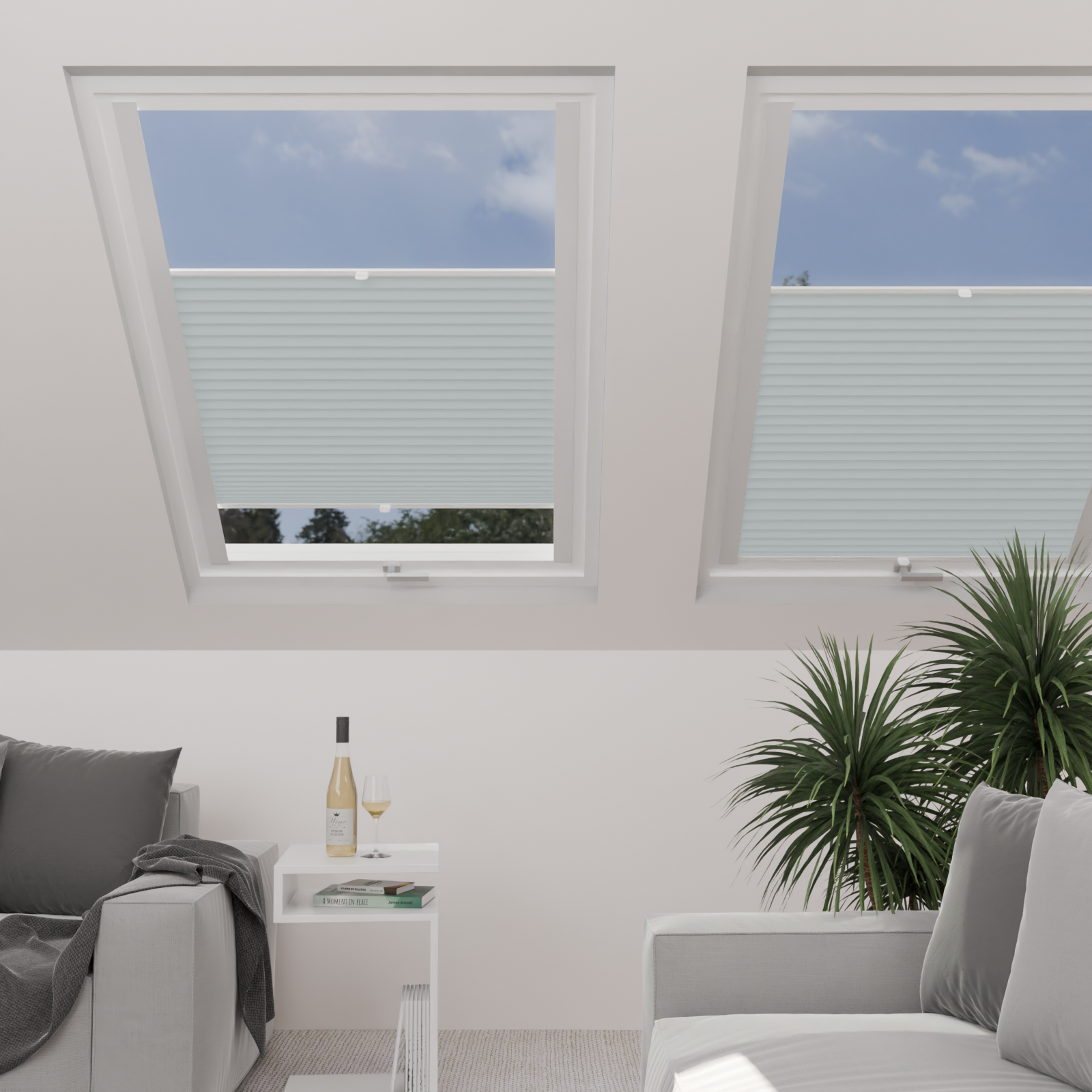 Jaloustore Plissee Lugano Blackout Pastell-Blau - Bild 0