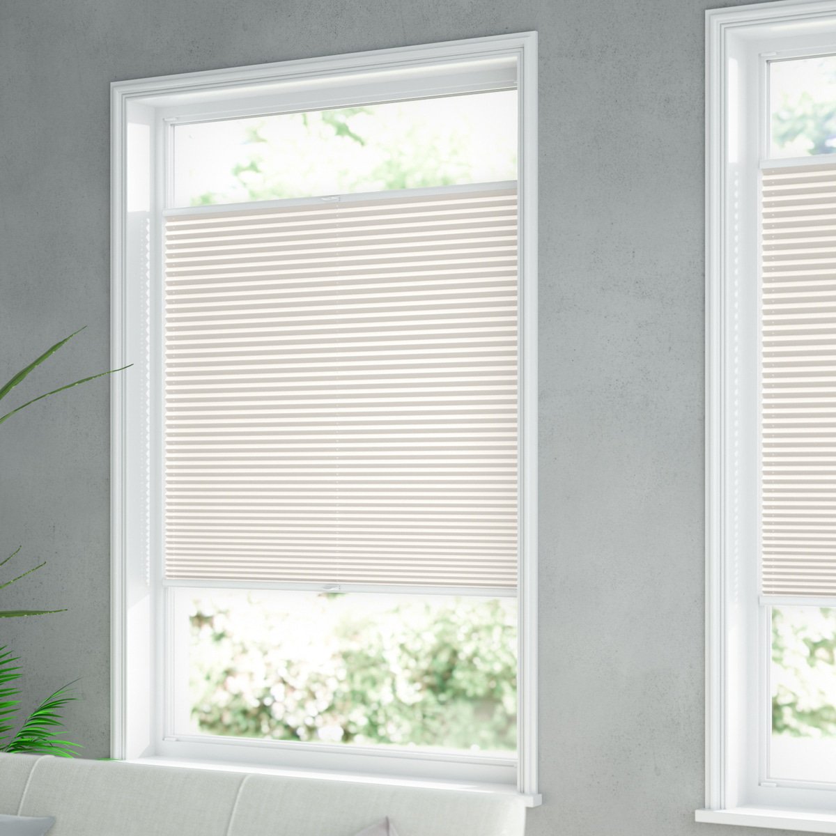 100% mit Plissee Fenster nach für blickdichtes | Sonnenschutz nach - Weiß glänzend, Maß Maß leicht Online-Shop Struktur, - \'Reflect\'-Rückseite