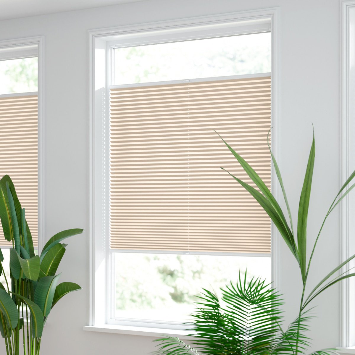 Fenster | Struktur, - leicht \'Reflect\'-Rückseite Creme-Weiß Maß Maß für Online-Shop Plissee nach Sonnenschutz nach 100% blickdichtes glänzend, - mit