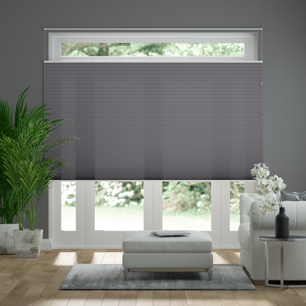 100% blickdichtes Plissee nach Maß mit Struktur, leicht glänzend - Grau |  Sonnenschutz für Fenster nach Maß - Online-Shop