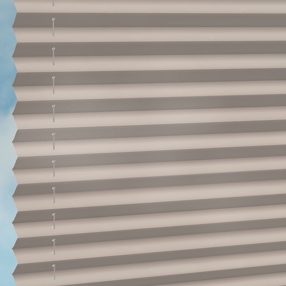 Halbtransparentes Plissee auf Maß in Fenster - | Sonnenschutz Baumwoll-Optik - Greige nach feiner Online-Shop Maß matter, für