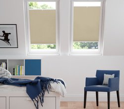 jaloustore 100% blickdichtes Plissee auf Maß mit Melange-Struktur, 'Reflect'-Rückseite Beige