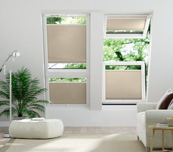 jaloustore 100% blickdichtes Plissee nach Maß mit Wildseiden-Struktur, 'Reflect'-Rückseite Beige