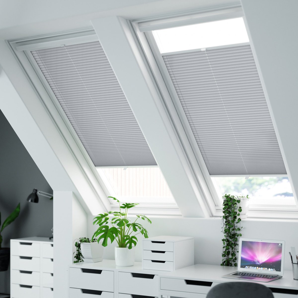 Online-Shop Silbergrau glänzend nach blickdichtes mit | nach Maß für leicht Sonnenschutz Fenster - Struktur, Maß 100% Plissee -