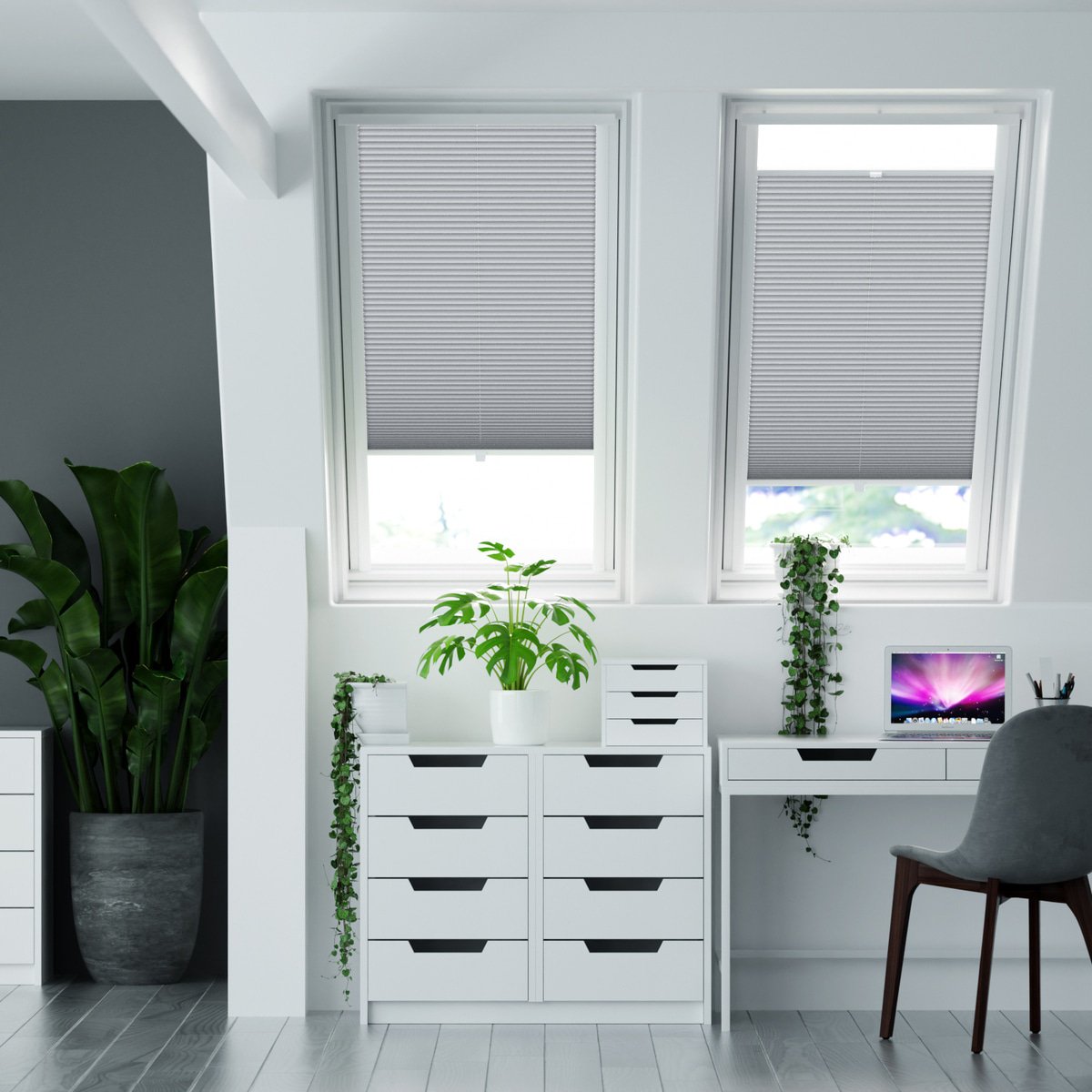 100% blickdichtes Plissee nach Maß mit Struktur, leicht glänzend -  Silbergrau | Sonnenschutz für Fenster nach Maß - Online-Shop