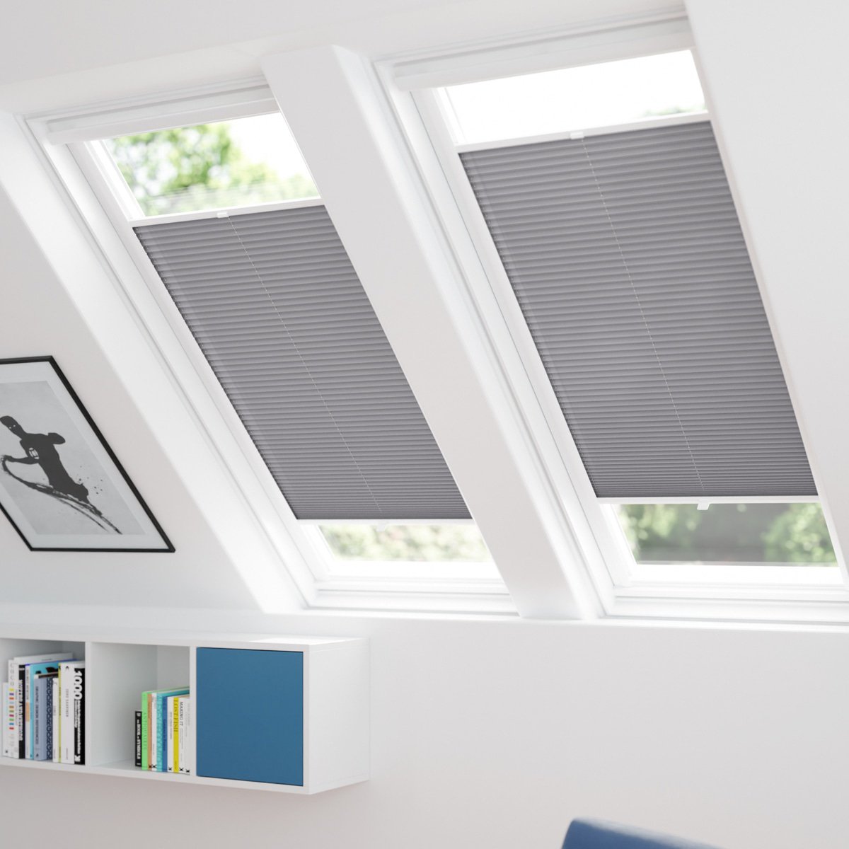 100% Fenster leicht glänzend nach Online-Shop Maß Sonnenschutz mit für nach Struktur, Grau Maß blickdichtes | Plissee - -