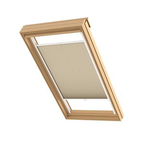 Blickdichtes Plissee auf Maß mit moderner Taft-Struktur, 'Reflect'-Rückseite Beige