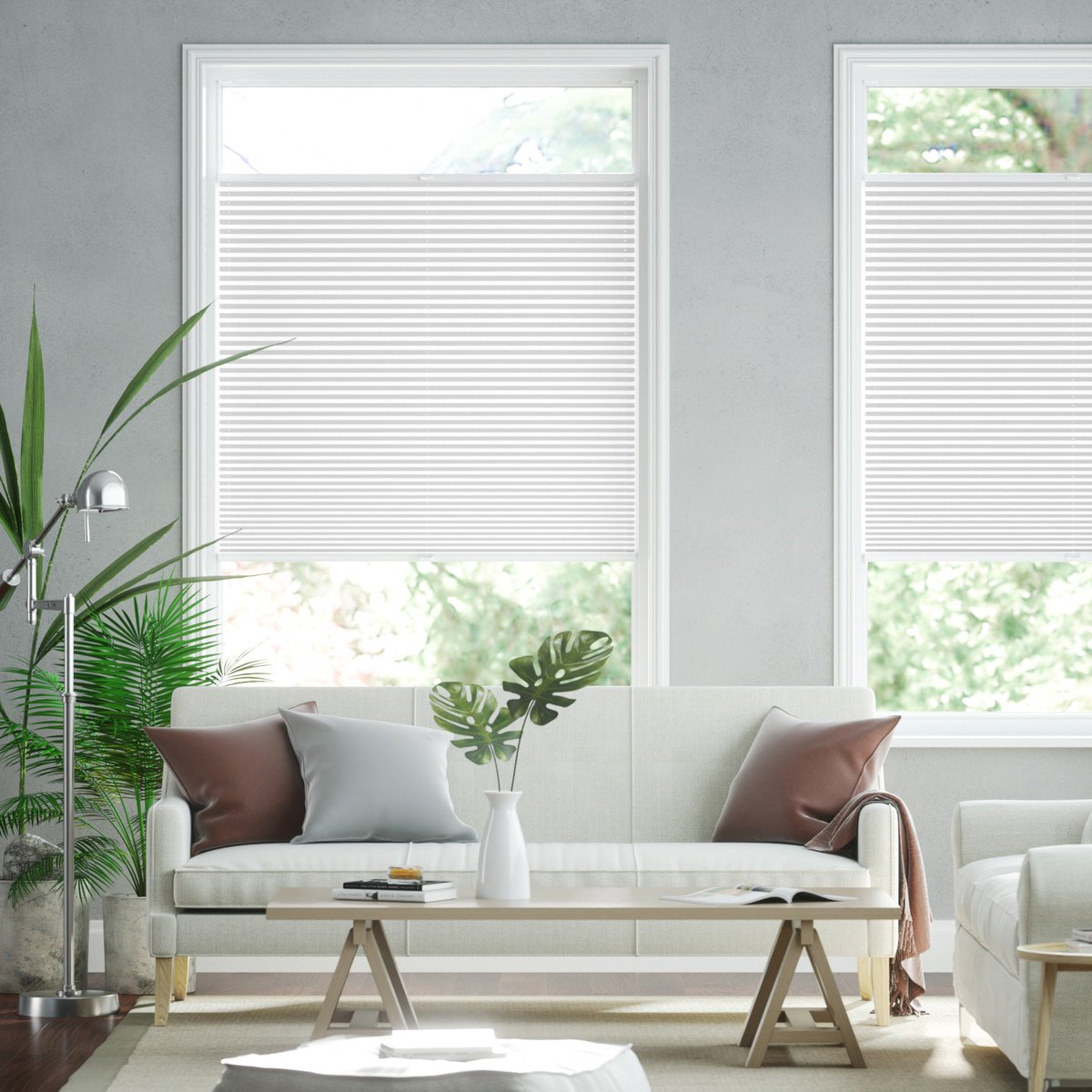 blickdichtes | Reinweiß Online-Shop Sonnenschutz Leinen-Struktur mit - für nach Plissee Maß Maß (ehem. Fenster auf - Leinen-Optik)