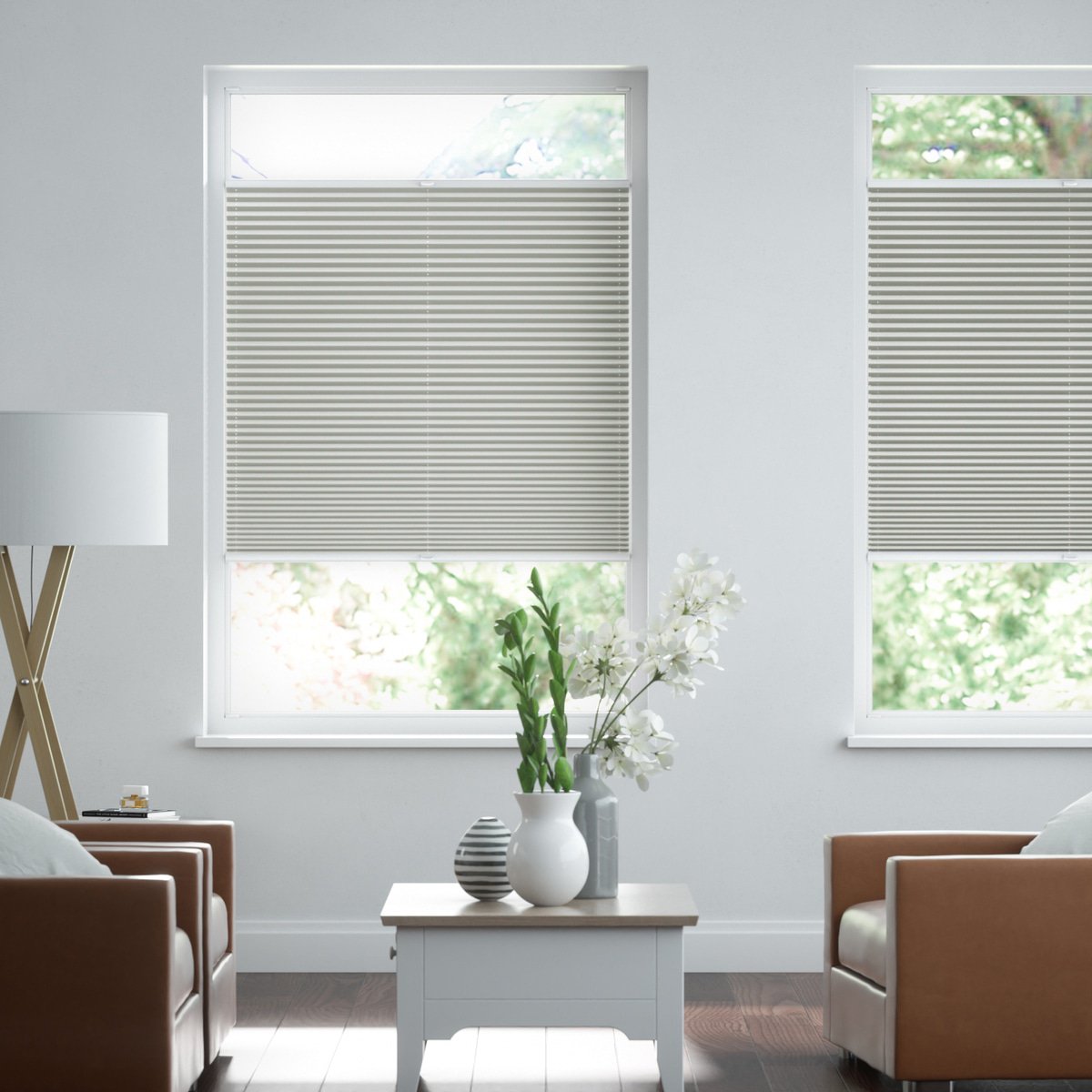 blickdichtes Plissee auf Maß mit | Maß für Fenster - - Sonnenschutz Online-Shop Leinen-Optik) (ehem. Hellgrau Leinen-Struktur nach