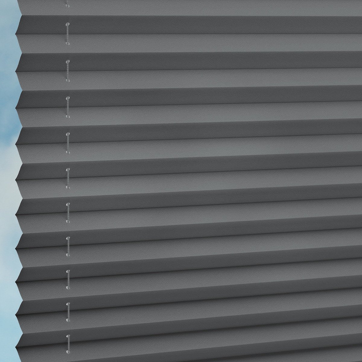 Halbtransparentes Plissee nach | Maß Online-Shop Leinen-Struktur Dunkelgrau mit - Fenster - für Sonnenschutz starker