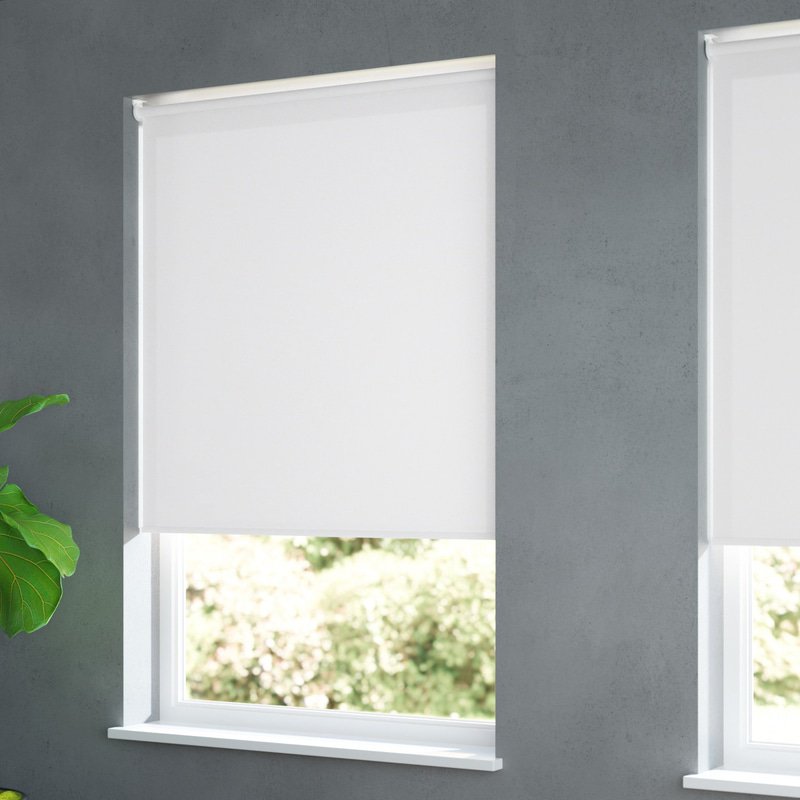 Jaloustore Blickdichtes Rollo auf Maß in matter Baumwoll-Optik Creme-Weiß - Bild 1