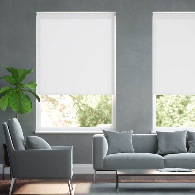 Jaloustore Blickdichtes Rollo auf Maß in matter Baumwoll-Optik Creme-Weiß - Bild 0