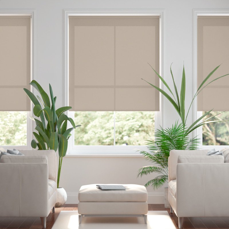 Jaloustore Blickdichtes Rollo auf Maß in matter Baumwoll-Optik Taupe - Bild 0