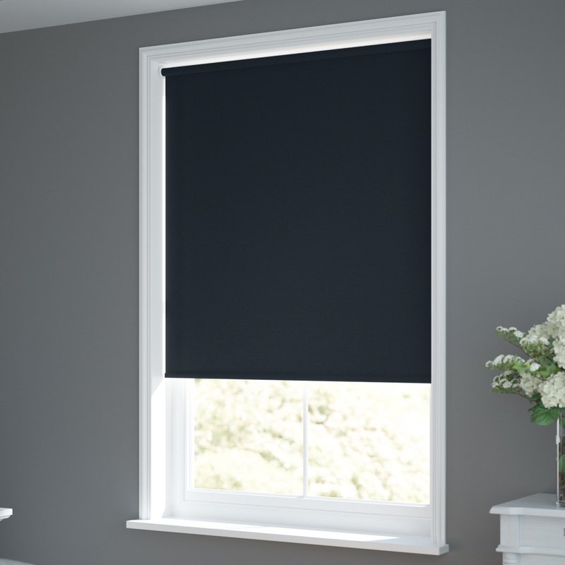 Jaloustore Blickdichtes Rollo auf Maß in matter Optik mit Panama-Webstruktur Mitternacht - Bild 1