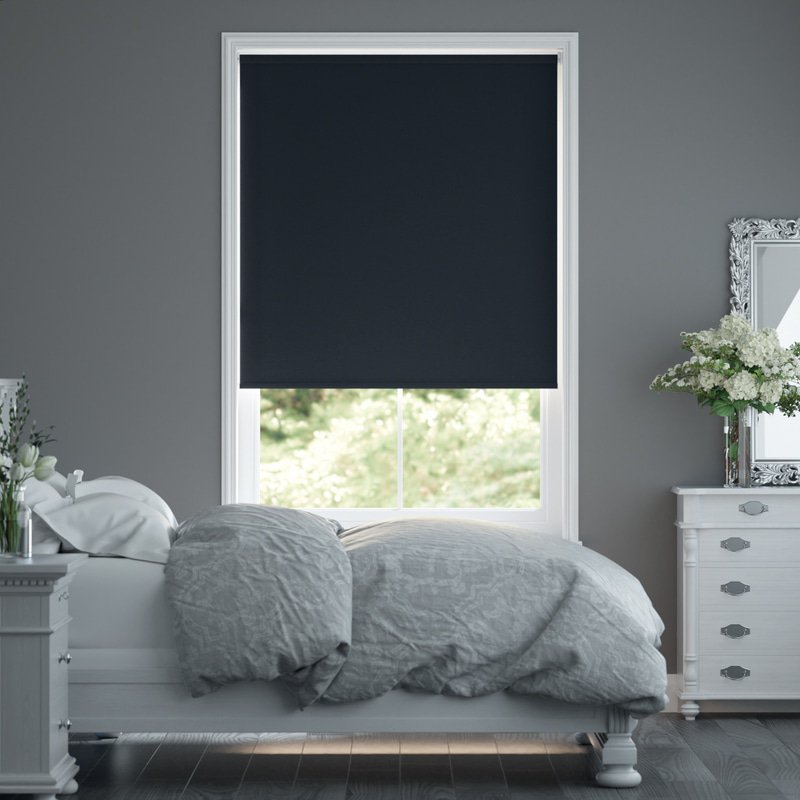 Jaloustore Blickdichtes Rollo auf Maß in matter Optik mit Panama-Webstruktur Mitternacht - Bild 0