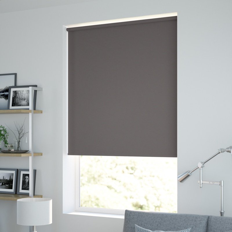 Jaloustore Blickdichtes Rollo auf Maß in matter Optik mit Panama-Webstruktur Dunkelgrau - Bild 1