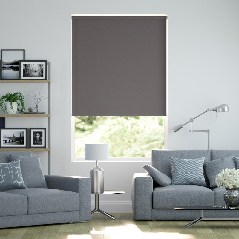 Jaloustore Blickdichtes Rollo auf Maß in matter Optik mit Panama-Webstruktur Dunkelgrau - Bild 0