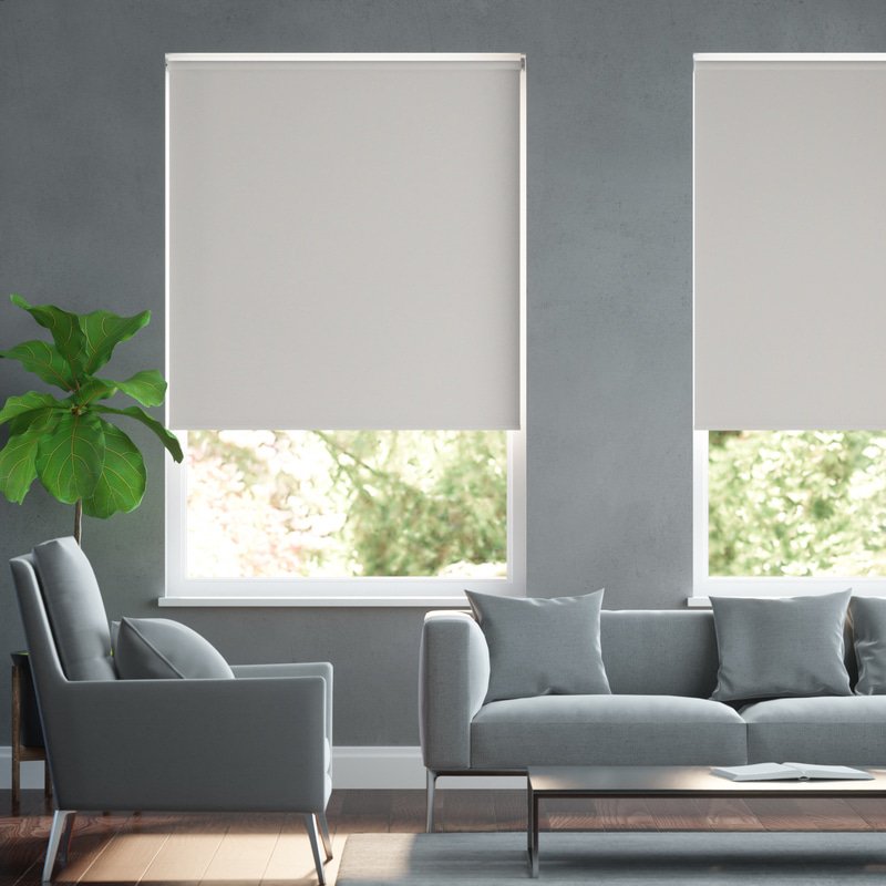 Jaloustore Blickdichtes Rollo auf Maß in matter Optik mit Panama-Webstruktur Silber Grau - Bild 0