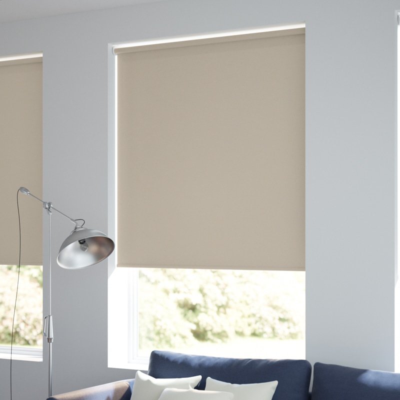 Jaloustore Blickdichtes Rollo auf Maß in matter Optik mit Panama-Webstruktur Warm Beige - Bild 1