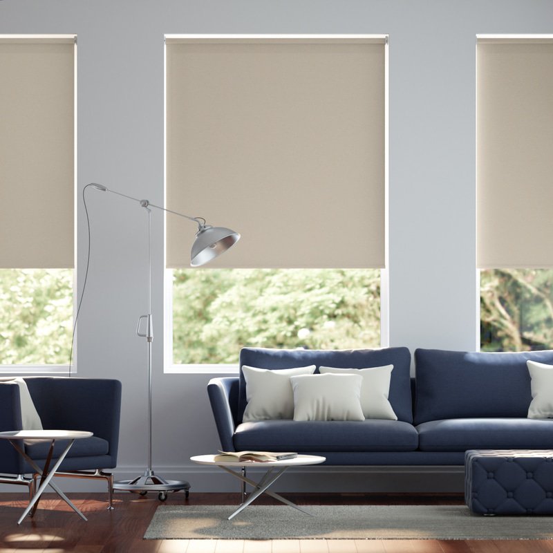 Jaloustore Blickdichtes Rollo auf Maß in matter Optik mit Panama-Webstruktur Warm Beige - Bild 0