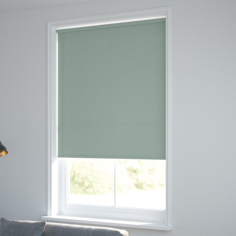 Jaloustore Blickdichtes Rollo auf Maß in matter Optik mit Panama-Webstruktur Mintgrün - Bild 1