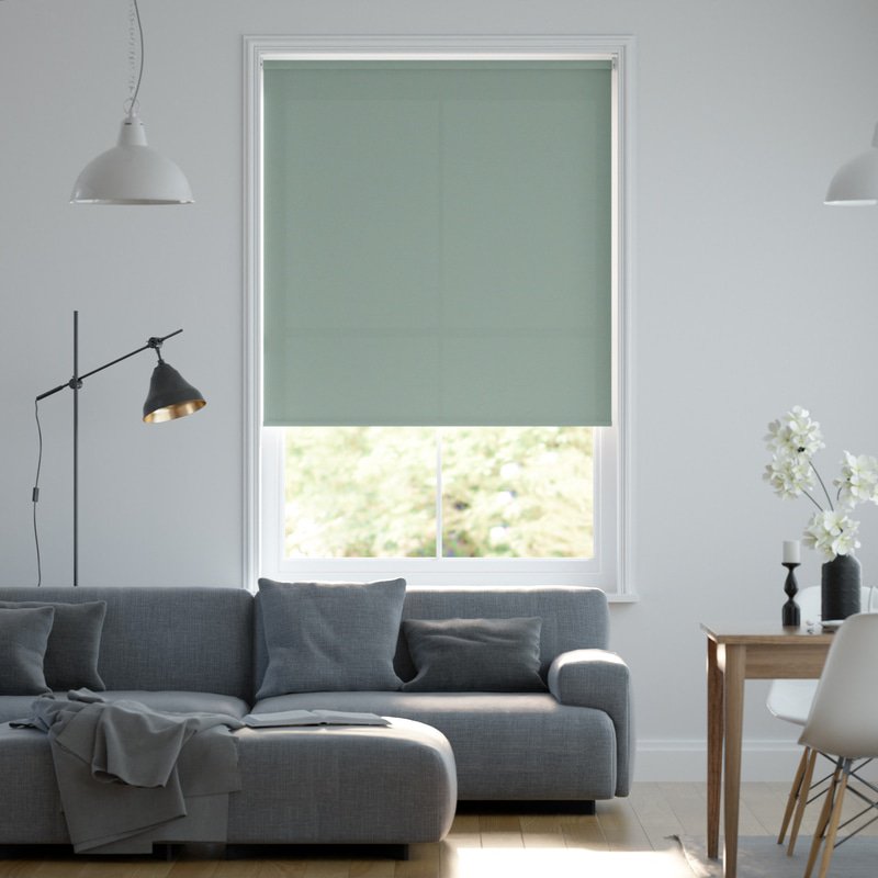 Jaloustore Blickdichtes Rollo auf Maß in matter Optik mit Panama-Webstruktur Mintgrün - Bild 0