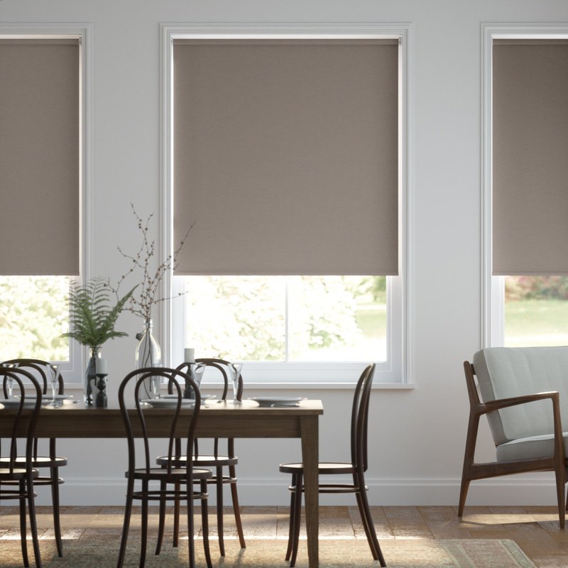 Jaloustore Blickdichtes Rollo auf Maß in matter Leinwand-Struktur, Rückseite farbig angepasst Taupe - Bild 0