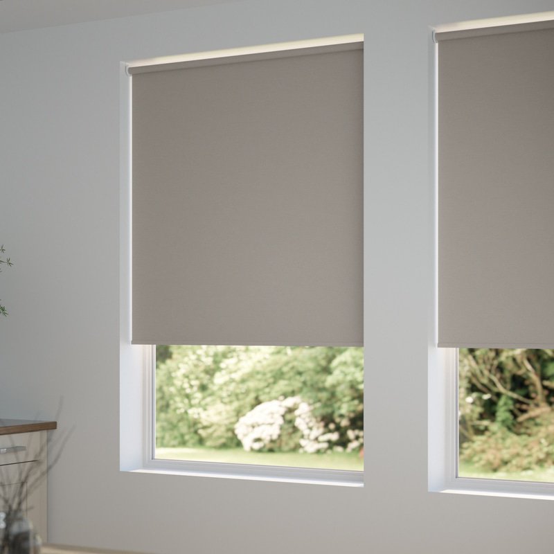 Jaloustore Blickdichtes Rollo auf Maß in matter Leinwand-Struktur, Rückseite farbig angepasst Hellgrau  - Bild 1