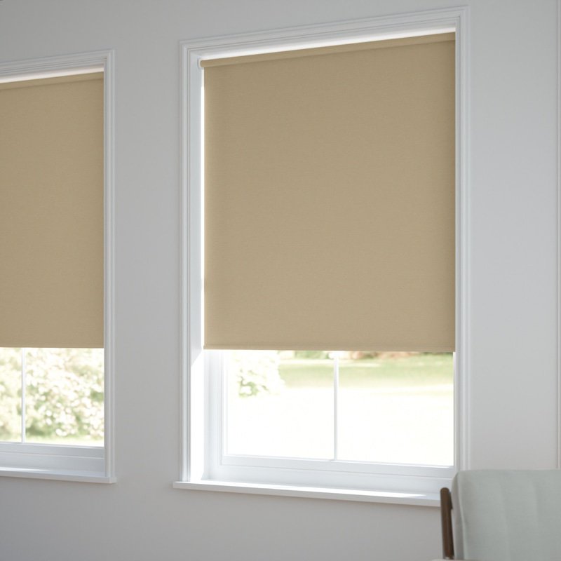 Jaloustore Blickdichtes Rollo auf Maß in matter Leinwand-Struktur, Rückseite farbig angepasst Flachs - Bild 1