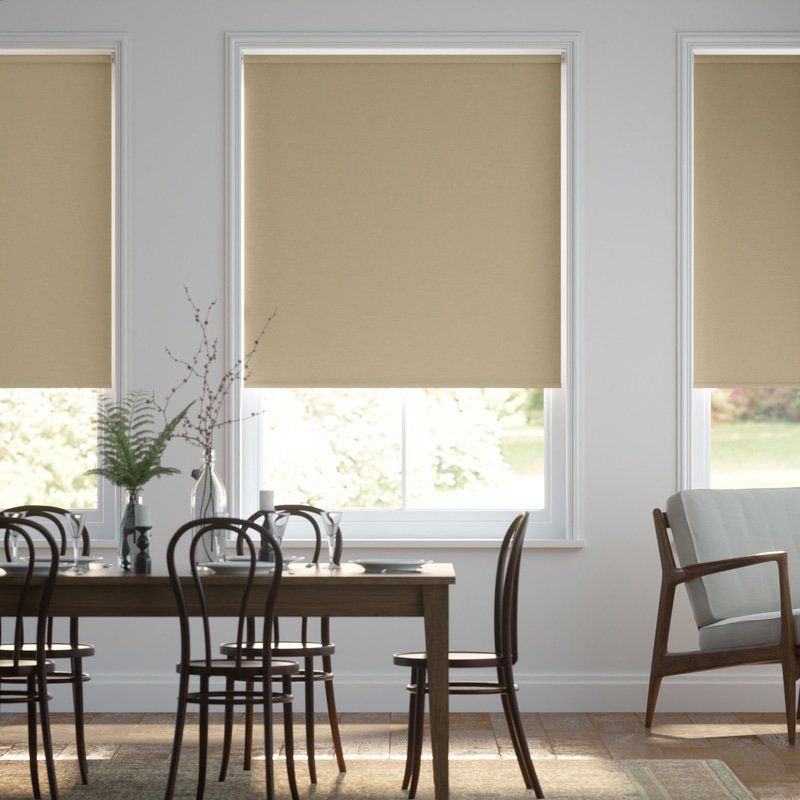 Jaloustore Blickdichtes Rollo auf Maß in matter Leinwand-Struktur, Rückseite farbig angepasst Flachs - Bild 0