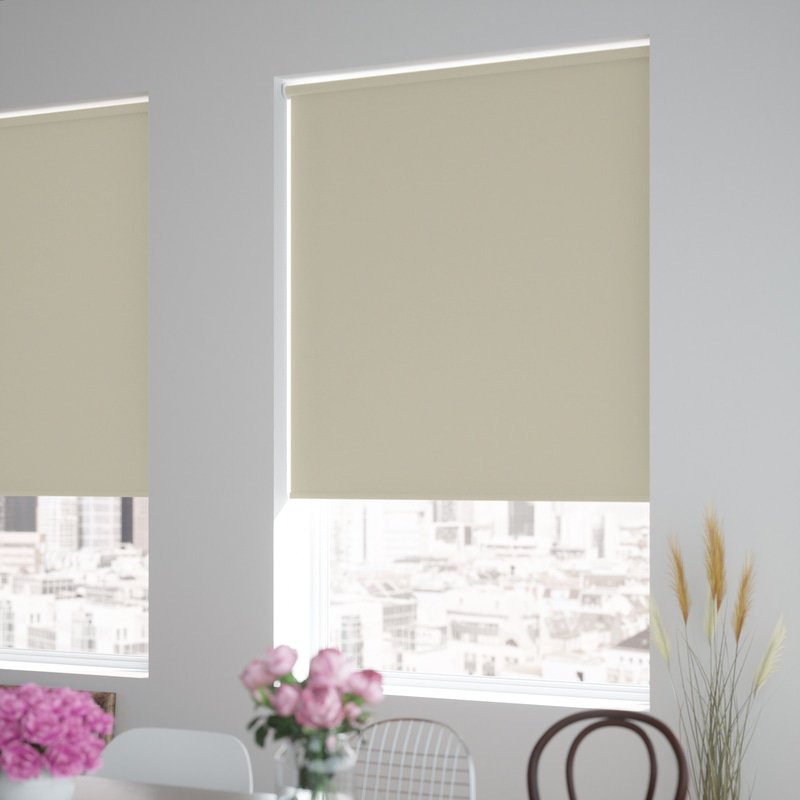Jaloustore Blickdichtes Rollo auf Maß in matter Leinwand-Struktur, Rückseite farbig angepasst Greige - Bild 1