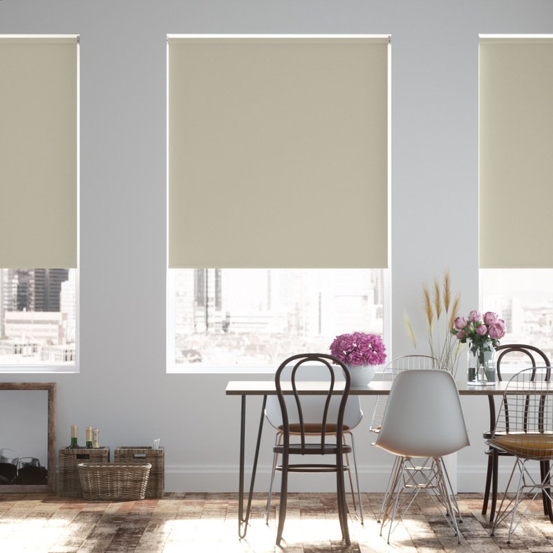 Jaloustore Blickdichtes Rollo auf Maß in matter Leinwand-Struktur, Rückseite farbig angepasst Greige - Bild 0