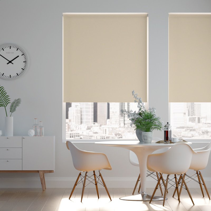 Jaloustore Blickdichtes Rollo auf Maß in matter Leinwand-Struktur, Rückseite farbig angepasst Creme-Beige - Bild 0