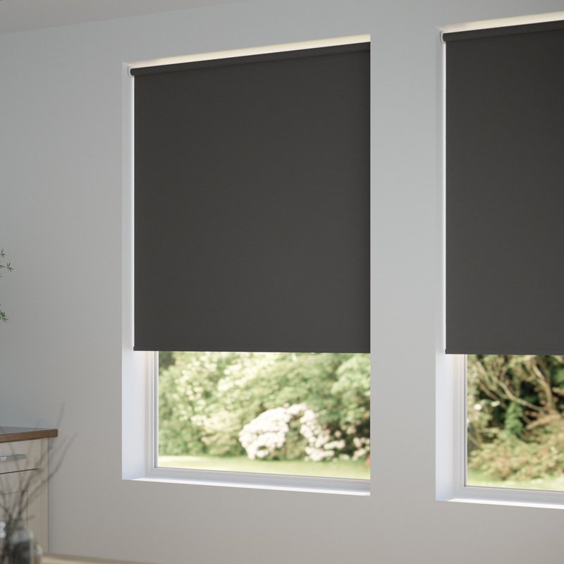 Jaloustore Blickdichtes Rollo auf Maß in matter Leinwand-Struktur, Rückseite farbig angepasst Dunkelbraun - Bild 1