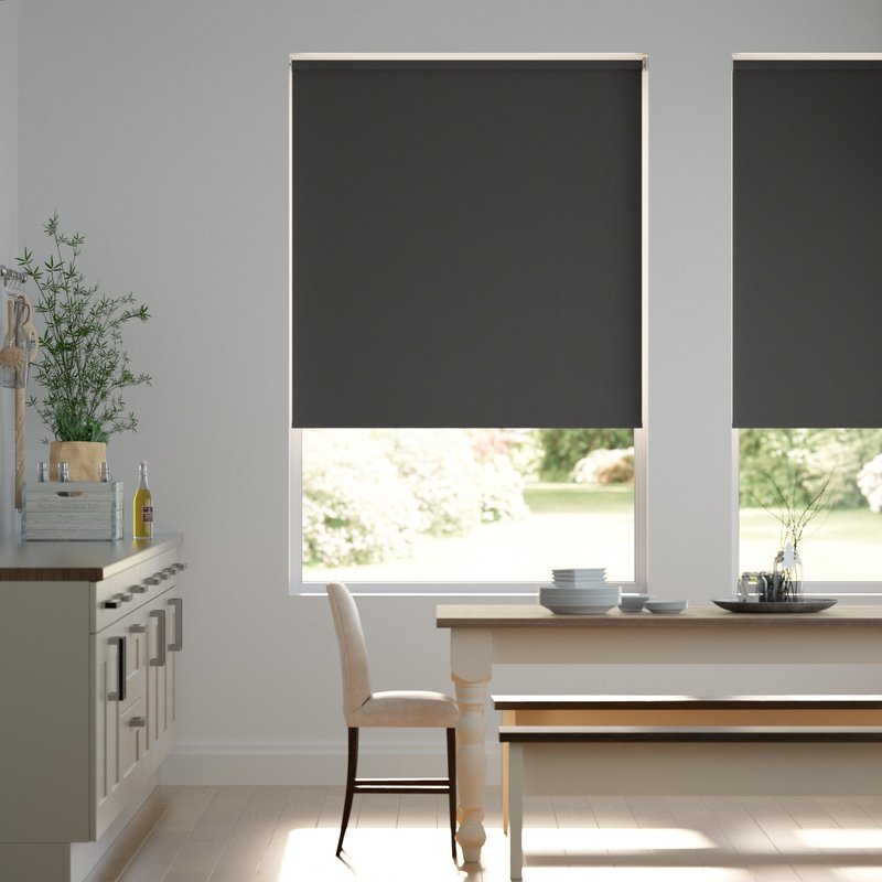 Jaloustore Blickdichtes Rollo auf Maß in matter Leinwand-Struktur, Rückseite farbig angepasst Dunkelbraun - Bild 0