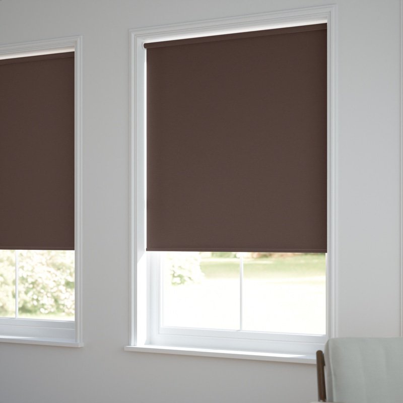 Jaloustore Blickdichtes Rollo auf Maß in matter Leinwand-Struktur, Rückseite farbig angepasst Schokobraun - Bild 1