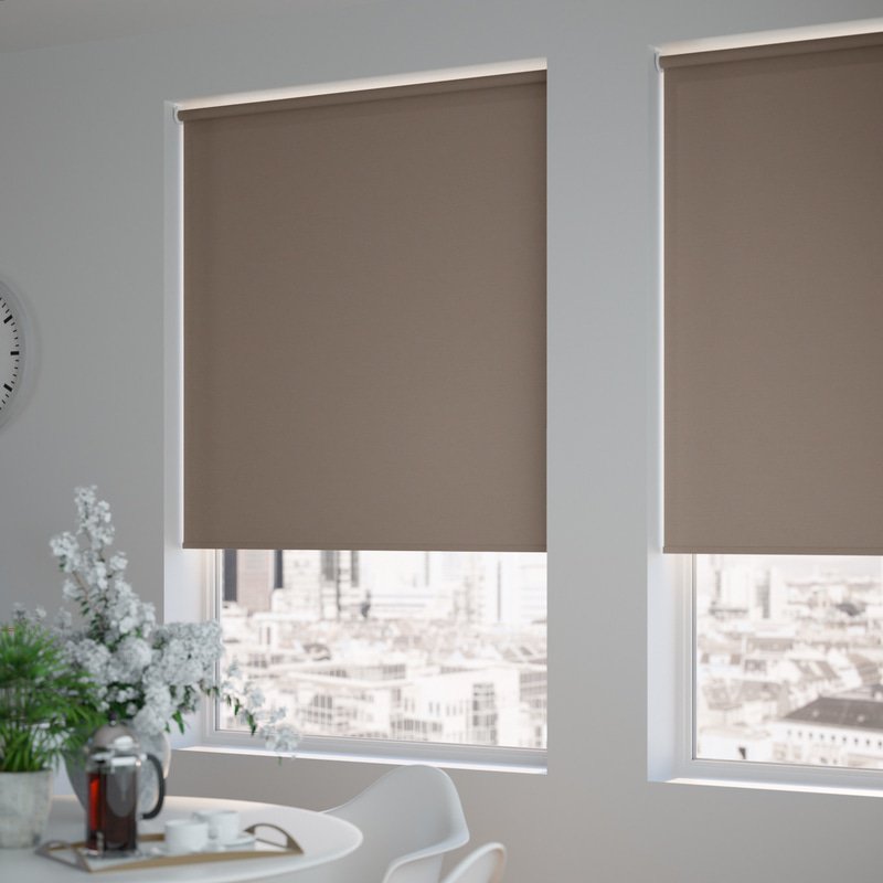 Jaloustore Blickdichtes Rollo auf Maß in matter Leinwand-Struktur, Rückseite farbig angepasst Hellbraun - Bild 1