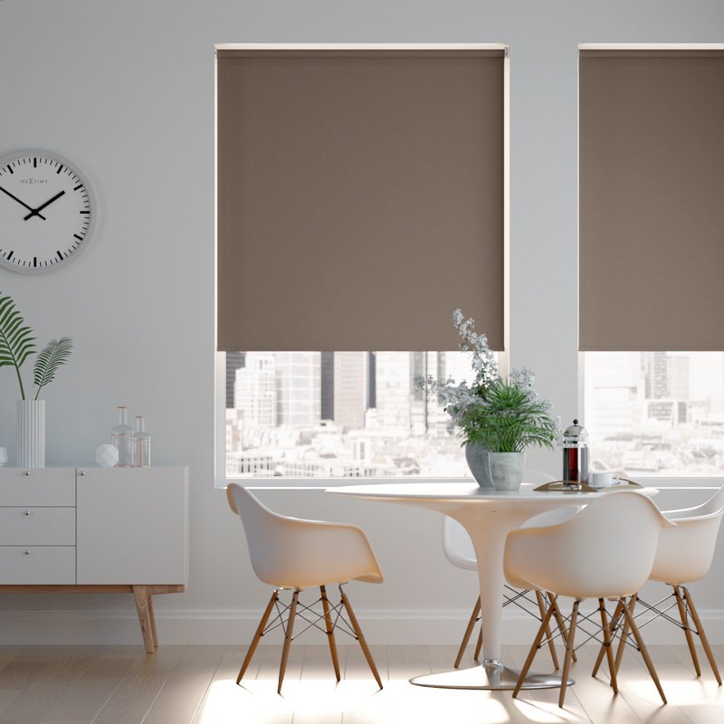 Jaloustore Blickdichtes Rollo auf Maß in matter Leinwand-Struktur, Rückseite farbig angepasst Hellbraun - Bild 0
