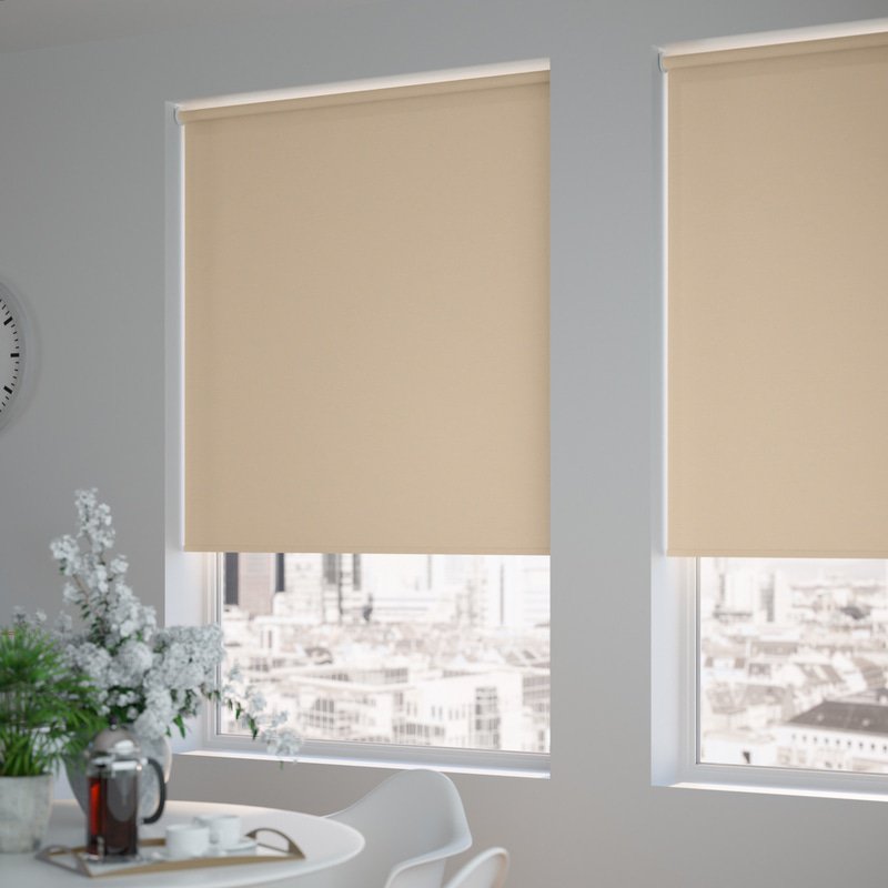 Jaloustore Blickdichtes Rollo auf Maß in matter Leinwand-Struktur, Rückseite farbig angepasst Beige - Bild 1