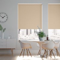 Jaloustore Blickdichtes Rollo auf Maß in matter Leinwand-Struktur, Rückseite farbig angepasst Beige - Vorschau 0