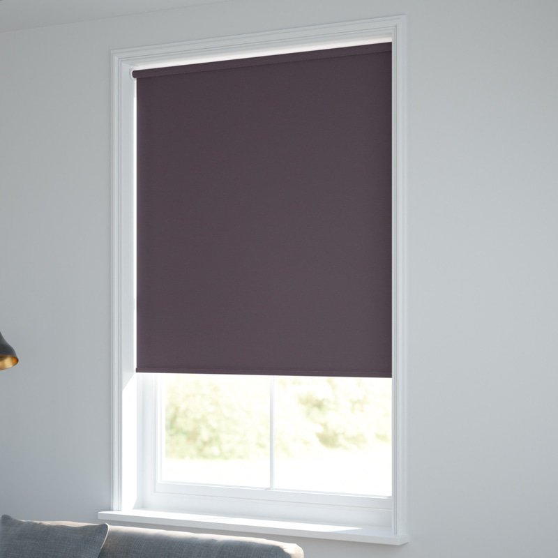 Jaloustore Blickdichtes Rollo auf Maß in matter Leinwand-Struktur, Rückseite farbig angepasst Pflaume - Bild 1