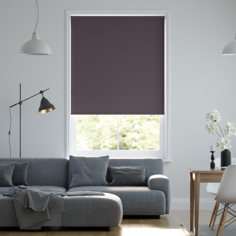 Jaloustore Blickdichtes Rollo auf Maß in matter Leinwand-Struktur, Rückseite farbig angepasst Pflaume - Bild 0