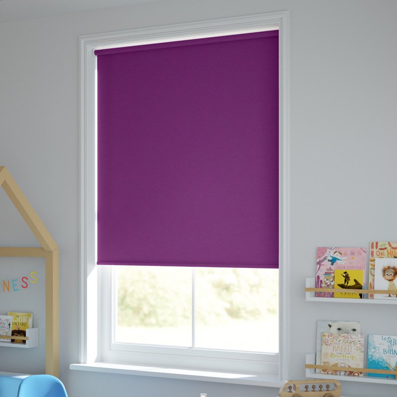 Jaloustore Blickdichtes Rollo auf Maß in matter Leinwand-Struktur, Rückseite farbig angepasst Lila - Bild 1