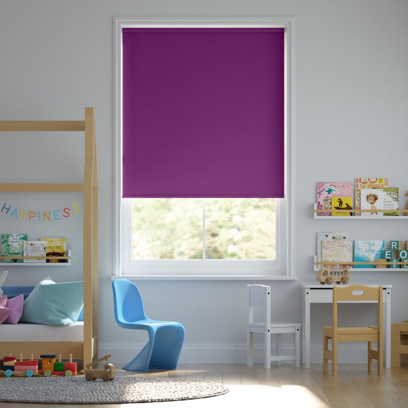 Jaloustore Blickdichtes Rollo auf Maß in matter Leinwand-Struktur, Rückseite farbig angepasst Lila - Bild 0