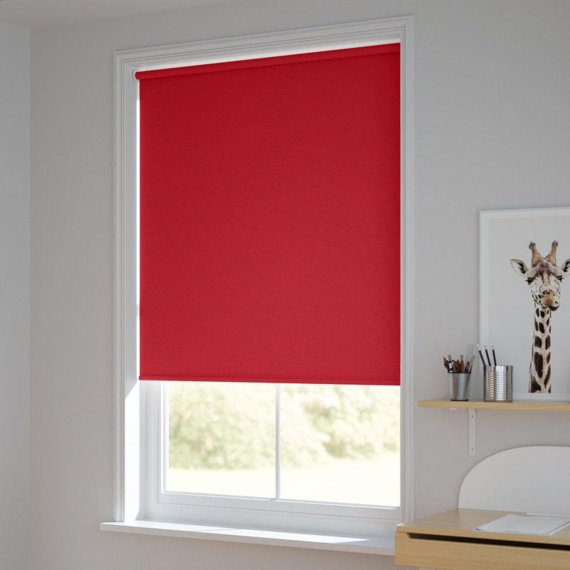 Jaloustore Blickdichtes Rollo auf Maß in matter Leinwand-Struktur, Rückseite farbig angepasst Signalrot - Bild 1