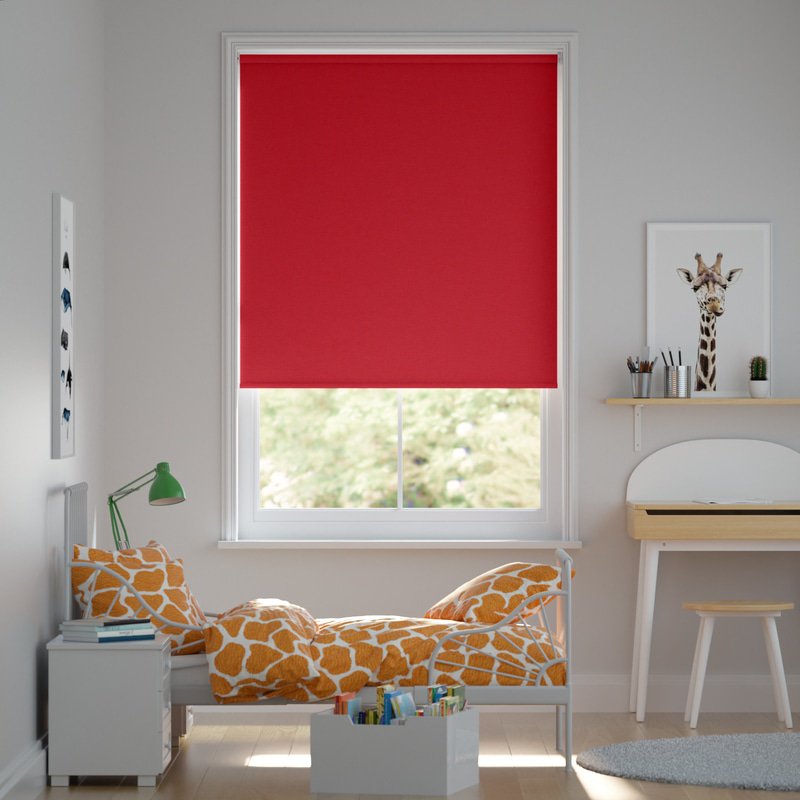 Jaloustore Blickdichtes Rollo auf Maß in matter Leinwand-Struktur, Rückseite farbig angepasst Signalrot - Bild 0