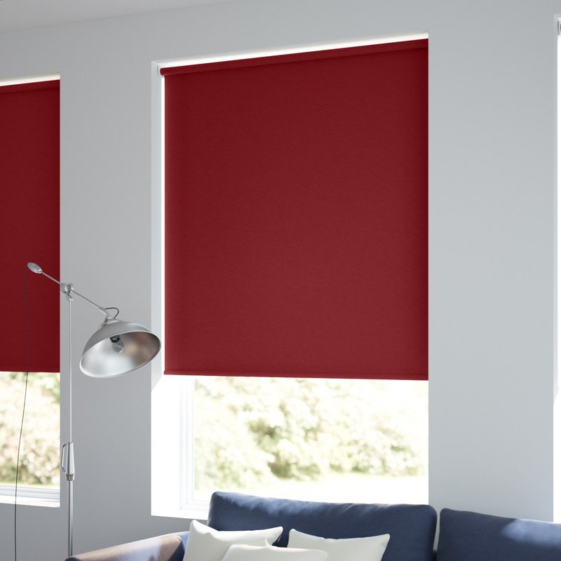 Jaloustore Blickdichtes Rollo auf Maß in matter Leinwand-Struktur, Rückseite farbig angepasst Dunkelrot - Bild 1