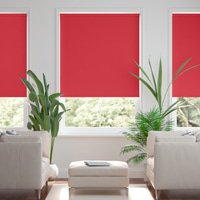 Jaloustore Blickdichtes Rollo auf Maß in matter Leinwand-Struktur, Rückseite farbig angepasst Korallrot - Vorschau 0